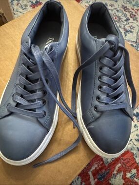Thursday Boot Company Navy Leather Low-Top Sneakers with White Sole
